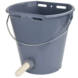 Wiadro do pojenia cieląt kompletne 8 l z zaworem i smoczkiem gumowym, szare, Can Agri