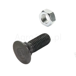 Śruba płużna M14x40 kwadratowe podsadzanie DIN 608 10,9 średnica łba  28 mm z nakrętką