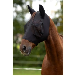 Maska przeciwowadowa dla koni Covalliero FinoStretch Zipper – czarna