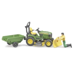 Kosiarka samojezdna John Deere z przyczepą i ogrodnikiem BRUDER