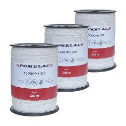 Taśma do pastucha ECONOMY S20 20 mm 200 m biała POMELAC - 3 szt