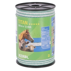 Taśma ogrodzeniowa TITAN, 200m x 12mm, biało-zielona, Kerbl