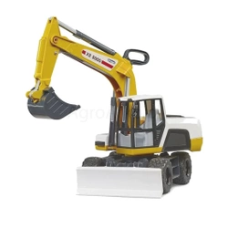 Koparka z równiarką kołową biało - żółta BRUDER