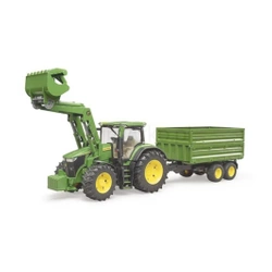 Traktor John Deere 7R 350 z ładowaczem czołowym i przyczepą 2-osiową BRUDER